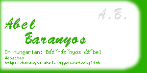 abel baranyos business card